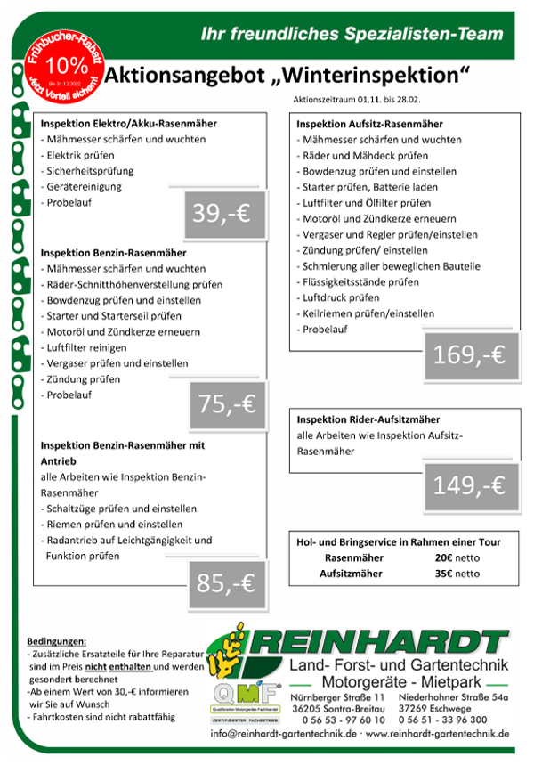 Motorgeräteinspektion bei Reinhardt in Sontra und Eschwege